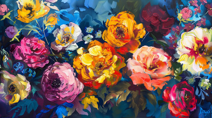 Fototapeta premium Red and yellow flower. AI generated art illustration.