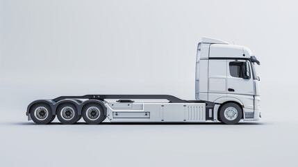 White modern semi-trailer truck on a gray background. 3d rendering generativa IA