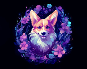 Joyful Corgi Encircled by Floral Whimsy