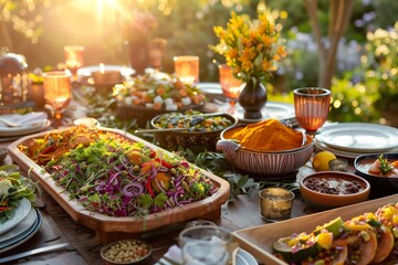 Global Flavors, Local Sustainability: Exotic Spices Earth Day Banquet – Capture a banquet table...