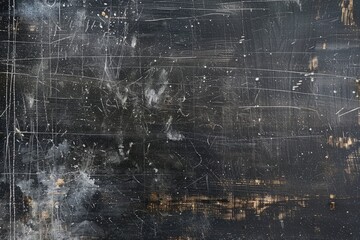 Detailed view of an empty black chalkboard with white chalk traces, creating a black and white...