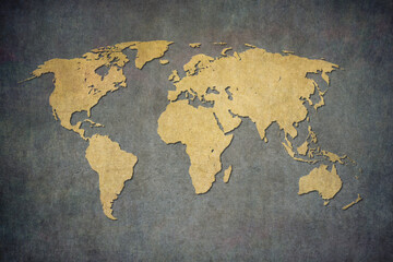 Old map of the world in grunge style. Perfect vintage background
