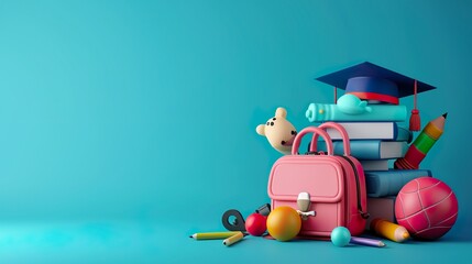 Education concept collection of items minimalist background