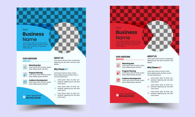 Flyer Layout with Geometric Accen. Brochure template layout design. Corporate business  flyer mockup. Creative modern bright flyer  concept