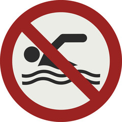 PROHIBITION SIGN PICTOGRAM, NO SWIMMING ISO 7010 – P049, PNG
