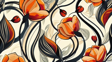 Stylized floral vector illustration. Modern botanical design. Design for textile, wallpaper, print.