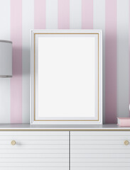 Boho baby room mockup frame, 3D render	
