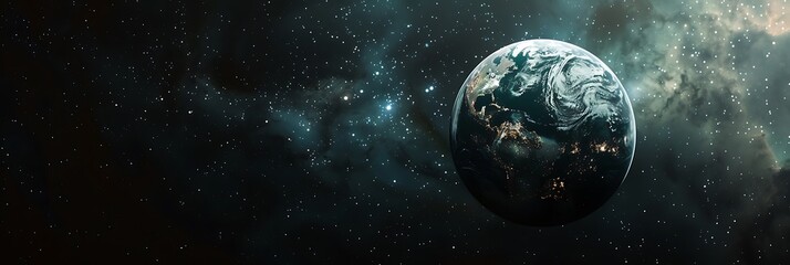 Planet Earth Surrounded by Starlight - obrazy, fototapety, plakaty