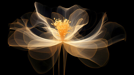 Abstract portrait of golden flowers, spectacular background with bright atmosphere