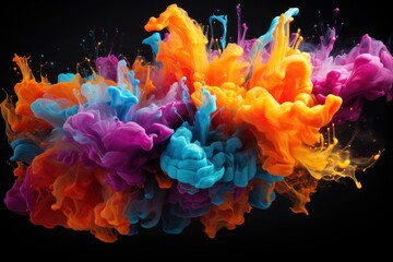 Colorful Ink Mixed With Water on Black Background Generative AI - obrazy, fototapety, plakaty