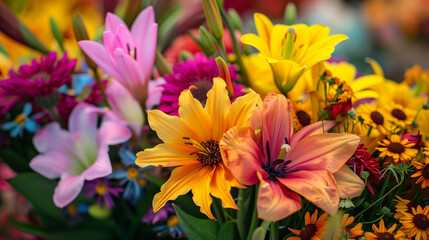 Red and yellow flower. AI generated art illustration.