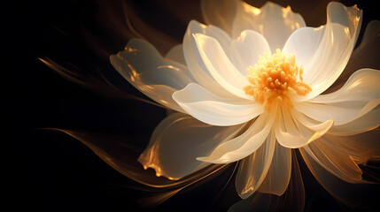 Abstract portrait of golden flowers, spectacular background with bright atmosphere