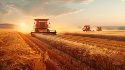 Fototapeta premium combine harvester on field
