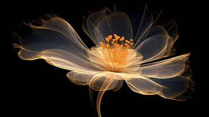 Abstract portrait of golden flowers, spectacular background with bright atmosphere