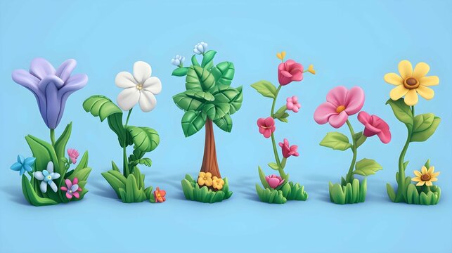 Travel and vacation background. 3d illustration with cut of the ground and the grass landscape. The trees on the island.