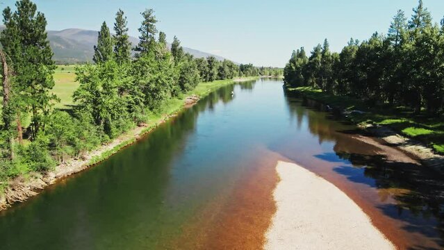 Aerial View of Bitterroot River and Valley