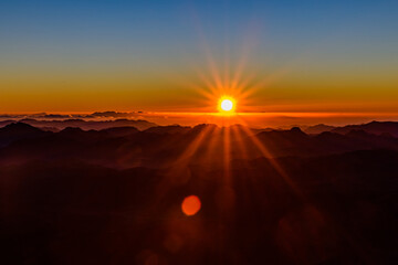 Sunrise at the mount Sinai. Sinai peninsula, Egypt