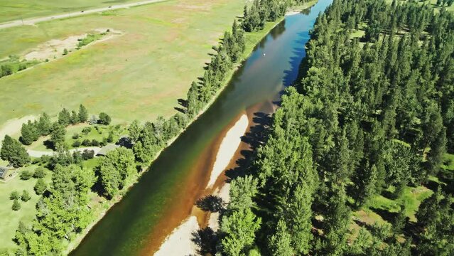 Aerial View of Bitterroot River and Valley