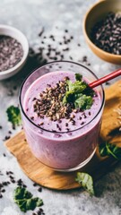Blueberry smoothie with flaxseeds