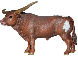 Toy zebu bull isolated on white background - obrazy, fototapety, plakaty