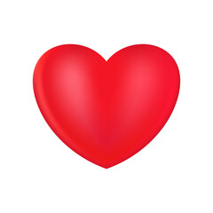 Red realistic heart icon on white background. 3d vector illustration.