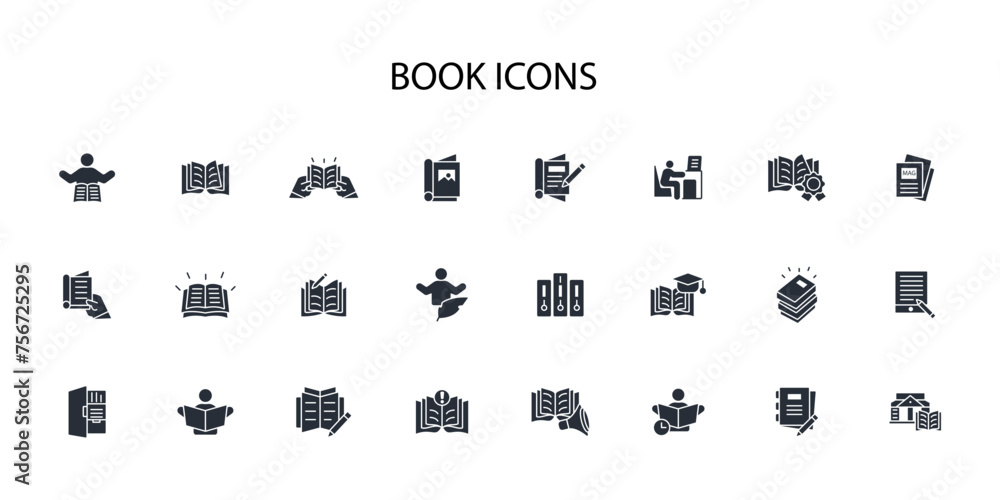Poster book icon set.vector.editable stroke.linear style sign for use web design,logo.symbol illustration.