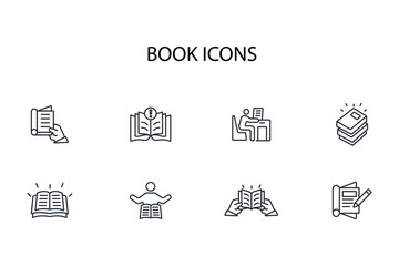 Book icon set.vector.Editable stroke.linear style sign for use web design,logo.Symbol illustration.