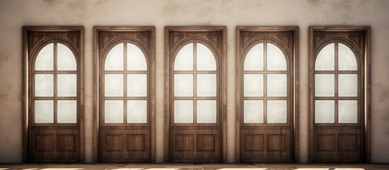 Obraz premium Wooden door frames on windows