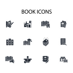 Book icon set.vector.Editable stroke.linear style sign for use web design,logo.Symbol illustration.