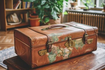 Travel suitcase packed for an adventure Symbolizing wanderlust Preparation And the excitement of exploring new destinations - obrazy, fototapety, plakaty
