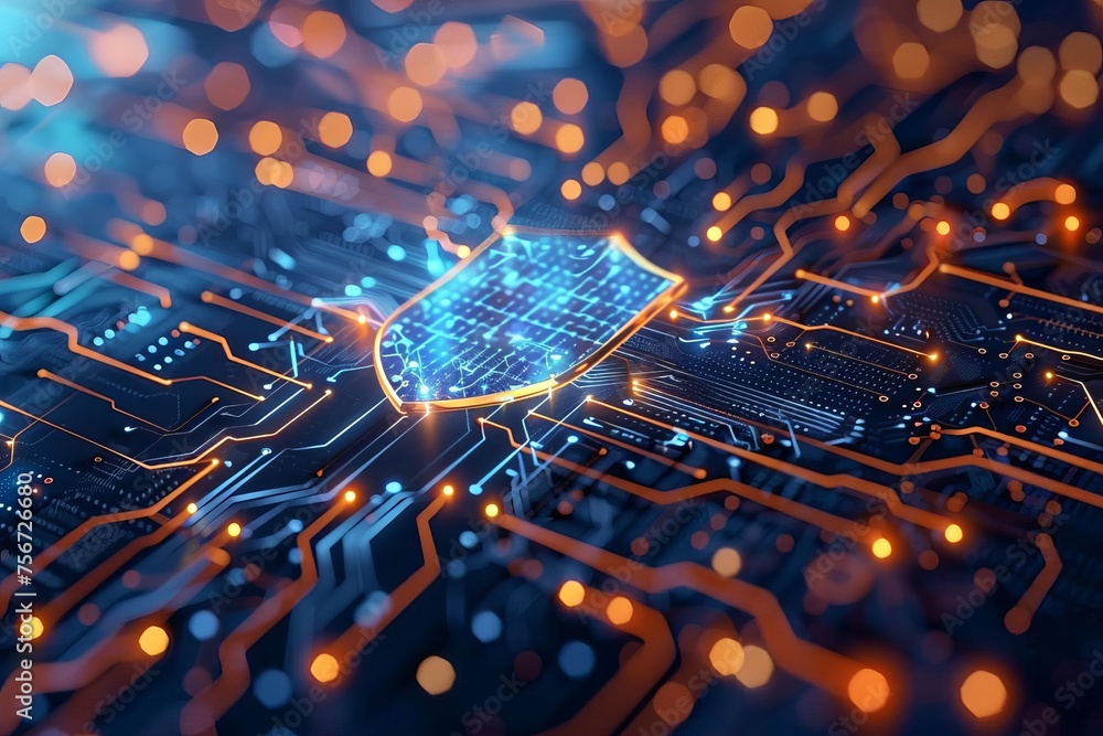 Aufkleber advanced cybersecurity concept shield and digital lock safeguarding data