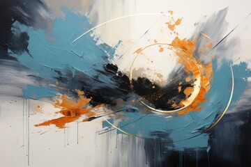 Bold Abstract Painting Featuring Orange and Blue Colors Generative AI