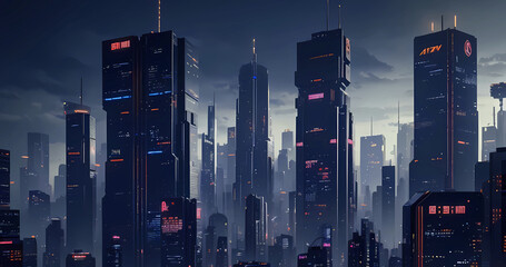 Abstract fantasy dark night city background concept