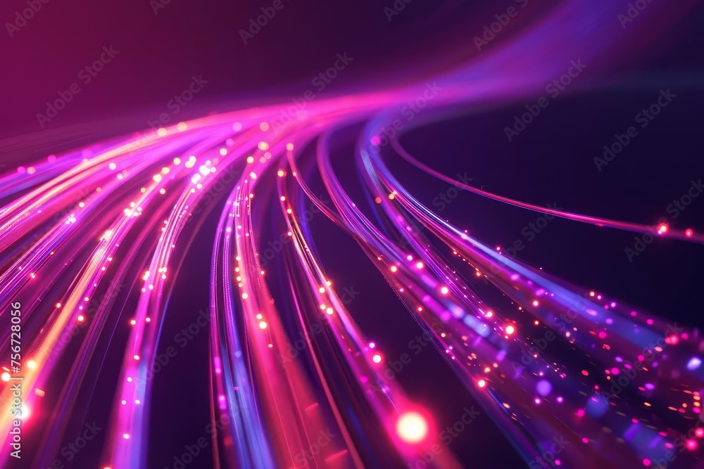Poster futuristic neon fiber optic lines dynamic abstract texture symbolizing high-speed data transfer