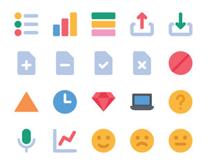 Flat color icons set for User interface.
