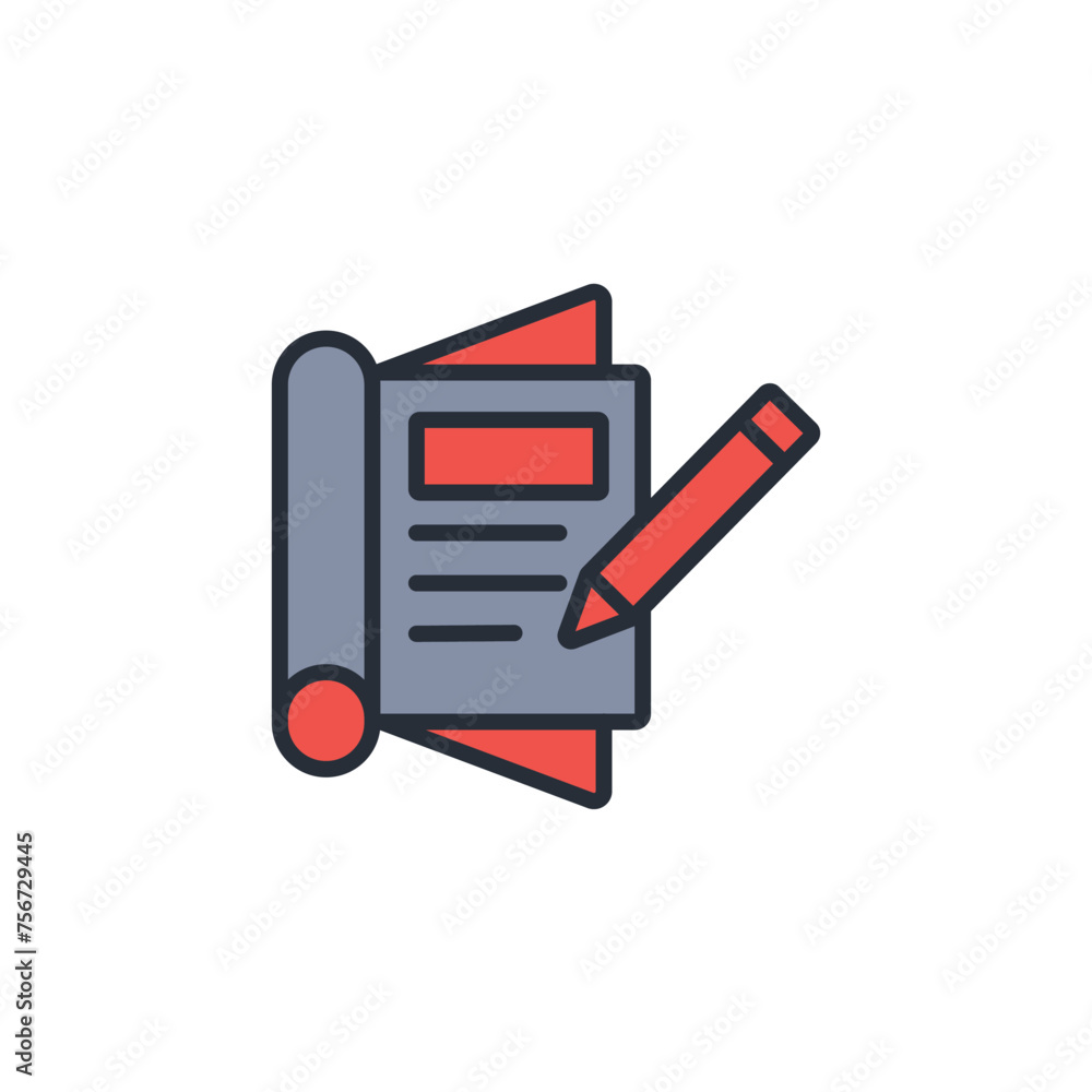 Poster diary icon. vector.editable stroke.linear style sign for use web design,logo.symbol illustration.