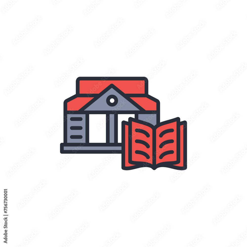Poster library icon. vector.editable stroke.linear style sign for use web design,logo.symbol illustration.