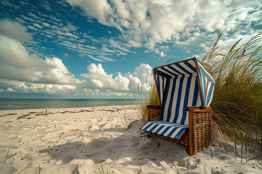 Strandkorb an der Ostsee, Strand, D&uuml;ne und gutes Wetter