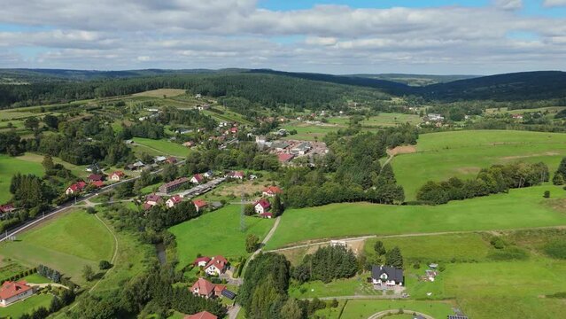 Beautiful Landscape Mountains Bieszczady Bircza Aerial View Poland