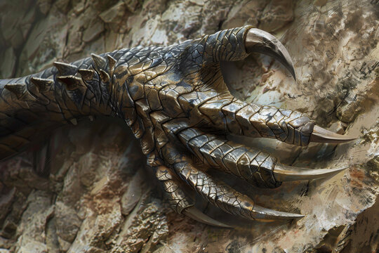 A dragon claw, sharp and lethal. The texture of its scales contrasts with the smoothness of its talons.