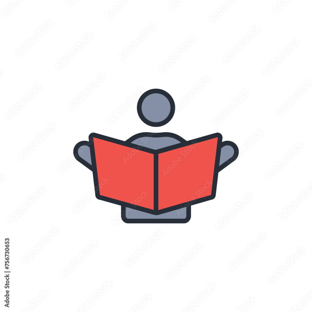 Poster read icon. vector.editable stroke.linear style sign for use web design,logo.symbol illustration.