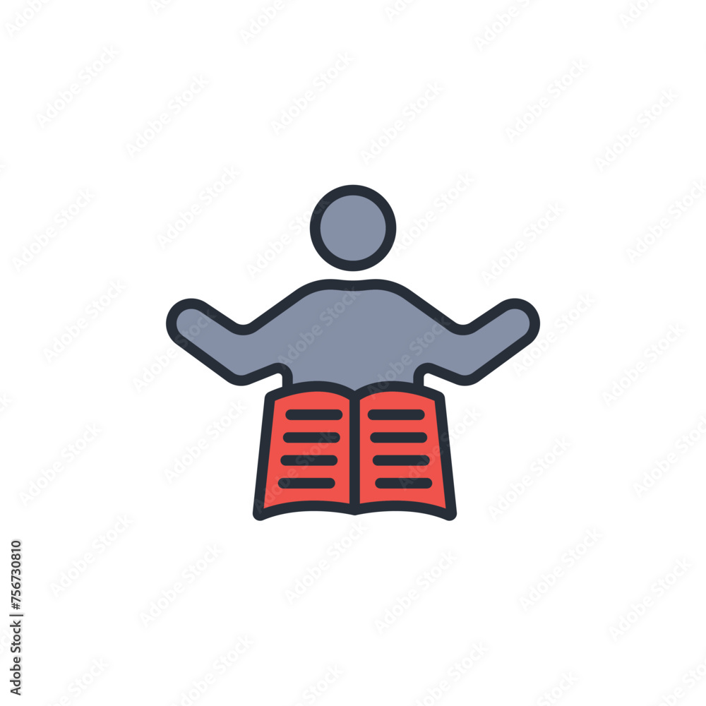 Poster reader icon. vector.editable stroke.linear style sign for use web design,logo.symbol illustration.