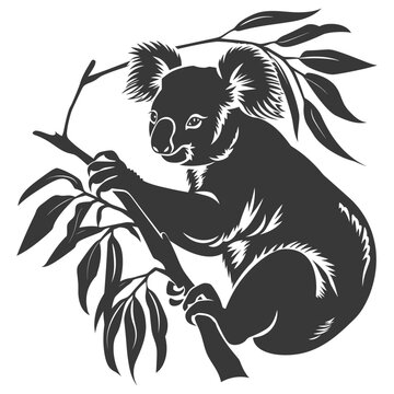 recommend clip art: Silhouette koala animal black color only full body 