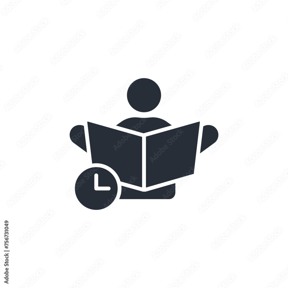 Poster reading time icon. vector.editable stroke.linear style sign for use web design,logo.symbol illustrat