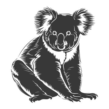 recommend clip art: Silhouette koala animal black color only full body 