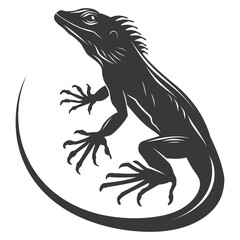 Silhouette lizard animal black color only full body