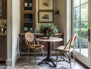 A Breakfast Nook with a Quaint Bistro-Style Table