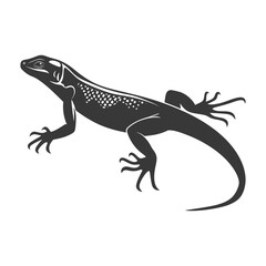 Naklejka premium Silhouette lizard animal black color only full body