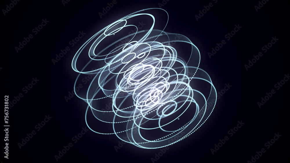 Aufkleber abstract blue sphere with connecting dots and lines. wireframe technology sphere of particles. big d