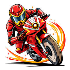 motorcycle rider on a white background